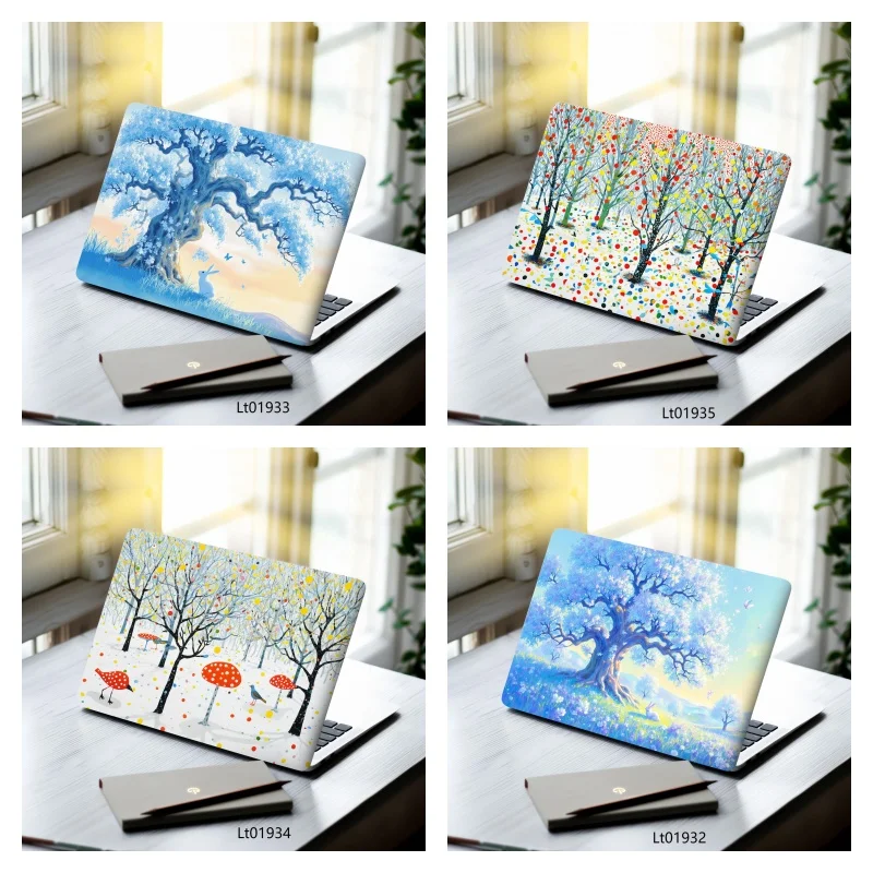 2 Pcs 38.3*27.5cm Oil Painting Laptop Skin Stickers Flower  Aesthetic Vinyl Decals for MacBook Tablet PC Waterproof Cute Crafts