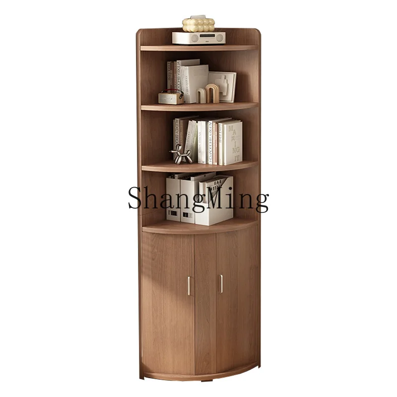 

ZYY solid wood corner cabinet sofa corner against the wall small shelf floor bedroom bookcase