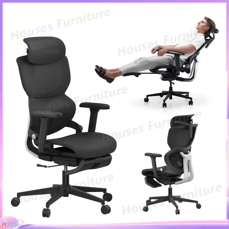 210 Ergonomic Gaming Chair with Footrest Soft Lumbar Support 2D Headrest 3D Armrests Reclining Office Computer Desk Seat for