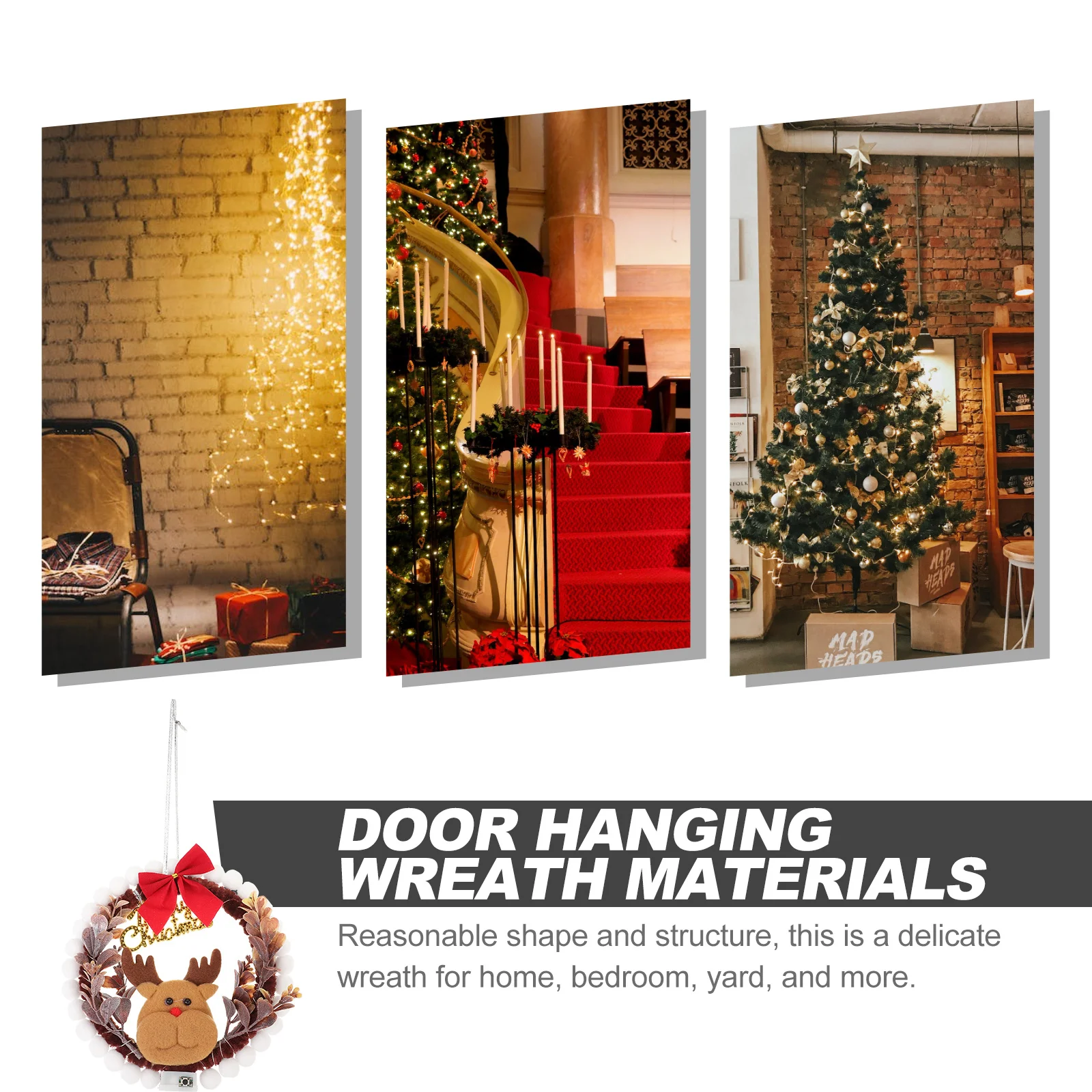 

1Set DIY Christmas Wreath Making Materials Elk Type Lightweight Door Window Hanging Decor Party Decoration Christmas Wreath