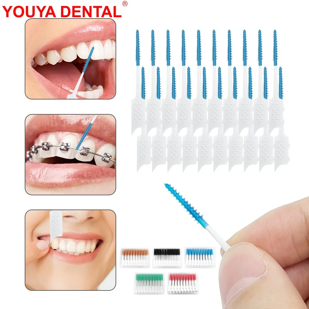 

200pcs/Box Interdental Brushes For Teeth Super Soft Silicone Dental Floss Sticks Tooth Cleaning Brush Toothpicks Oral Care Tools