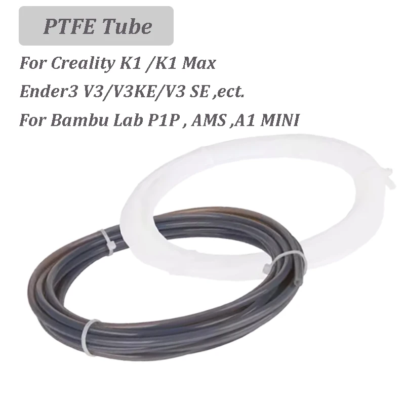 Per Bambu Lab A1/A1 mini/P1P/P1S/X1C 2.5mm IDx4mm OD tubo in PTFE adatto per stampante 3D estrusore ad azionamento diretto per Creality K1 Ender3 V3KE