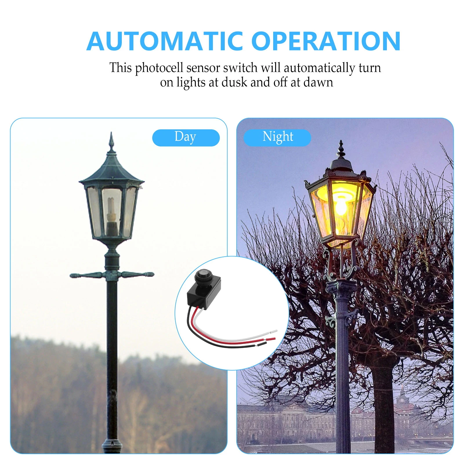

Street Light Photo Control Sensor Automatic Switch Outdoor Lighting Dusk to Dawn Photoelectric Sensor Wide Voltage Durable