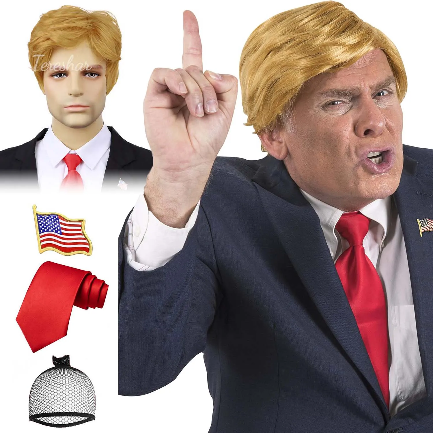 

Synthetic Blonde Costume Wig For Adults Mens Blonde Wig Short Layered Pixie Wigs Famous People Cosplay Wigs For Party or Fun