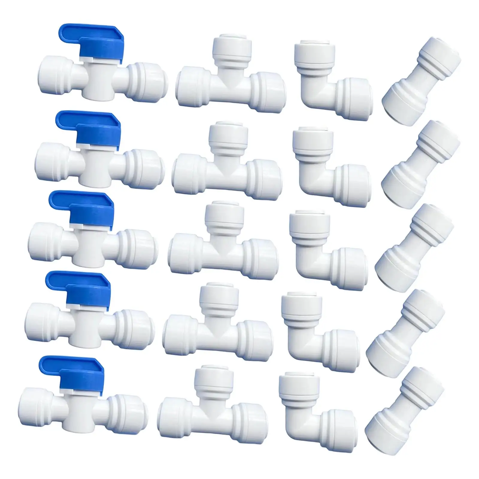 

20 Pieces Water Push to Connect Fittings 3/8inch Od Reusable, Plumbing Fittings, Leak Resistant