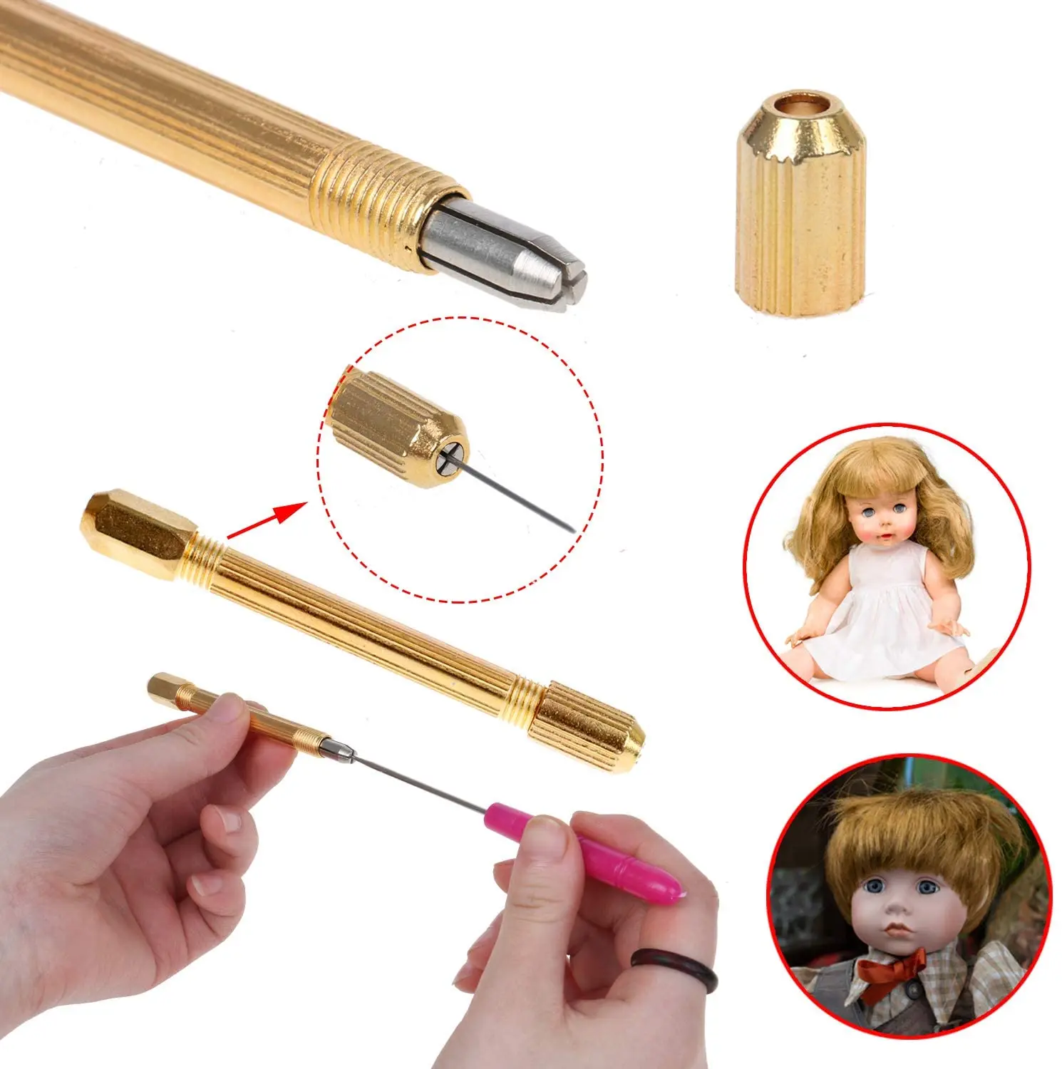 1pcs awl(color random)Doll Hair Rooting Holders Reroot Rehair Tools Girls Doll Hair Wig Tool awl 0.6mm/0.8mm