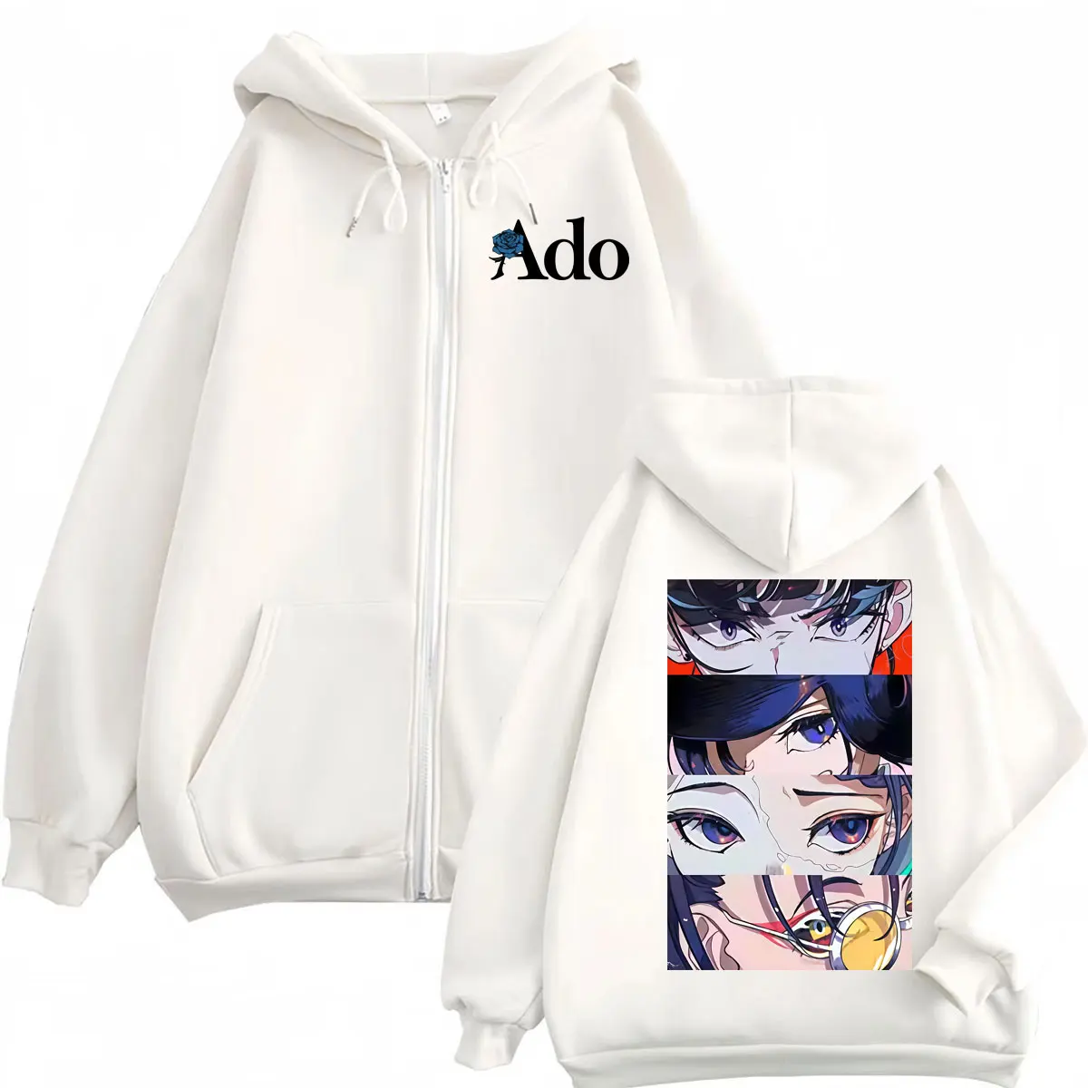 Japanese Pop Singer Ado Graphic Zipper Hoodie Streetwear High Quality Fashion Zip Up Pullovers Men Women Casual Loose Sweatshirt