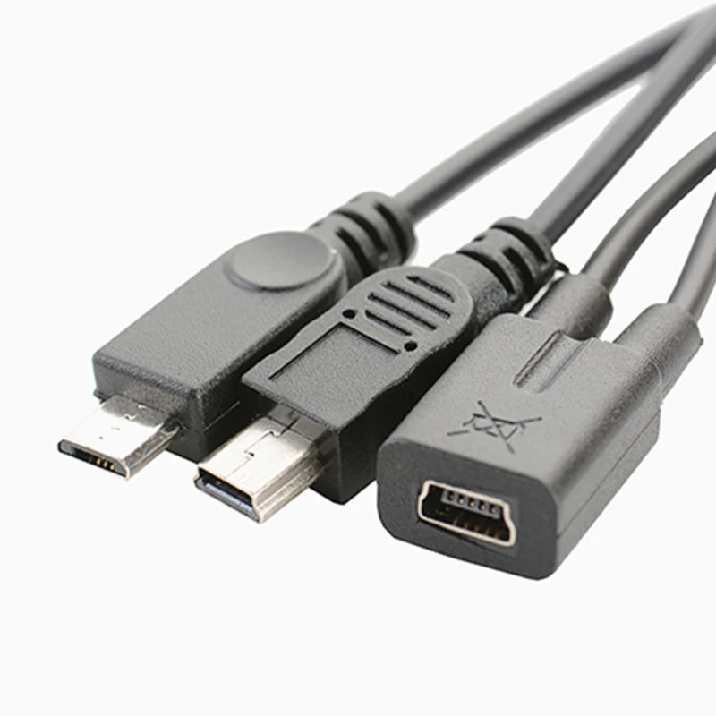 Mini USB Splitter Extender Cable Mini 5p Female to mini 5p Male+Micro Male Cord Splitter Extension Charging Cord 30cm