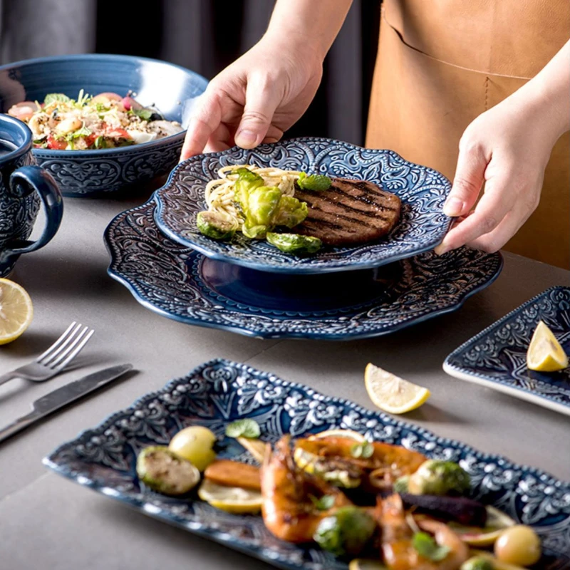 European Style Plates Creative Steak Plates Ceramic Plates Light Luxury High-end Tableware view 3