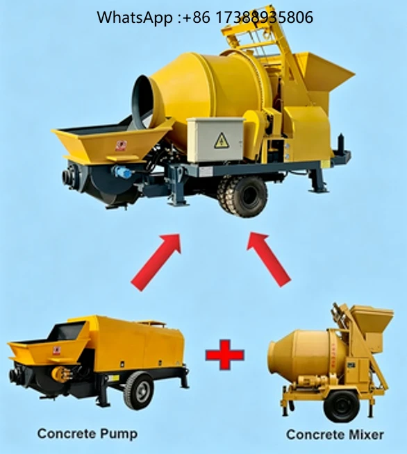 Powerful Integrated Concrete Mix Pump Mobile Construction Machinery For House Road Building Work