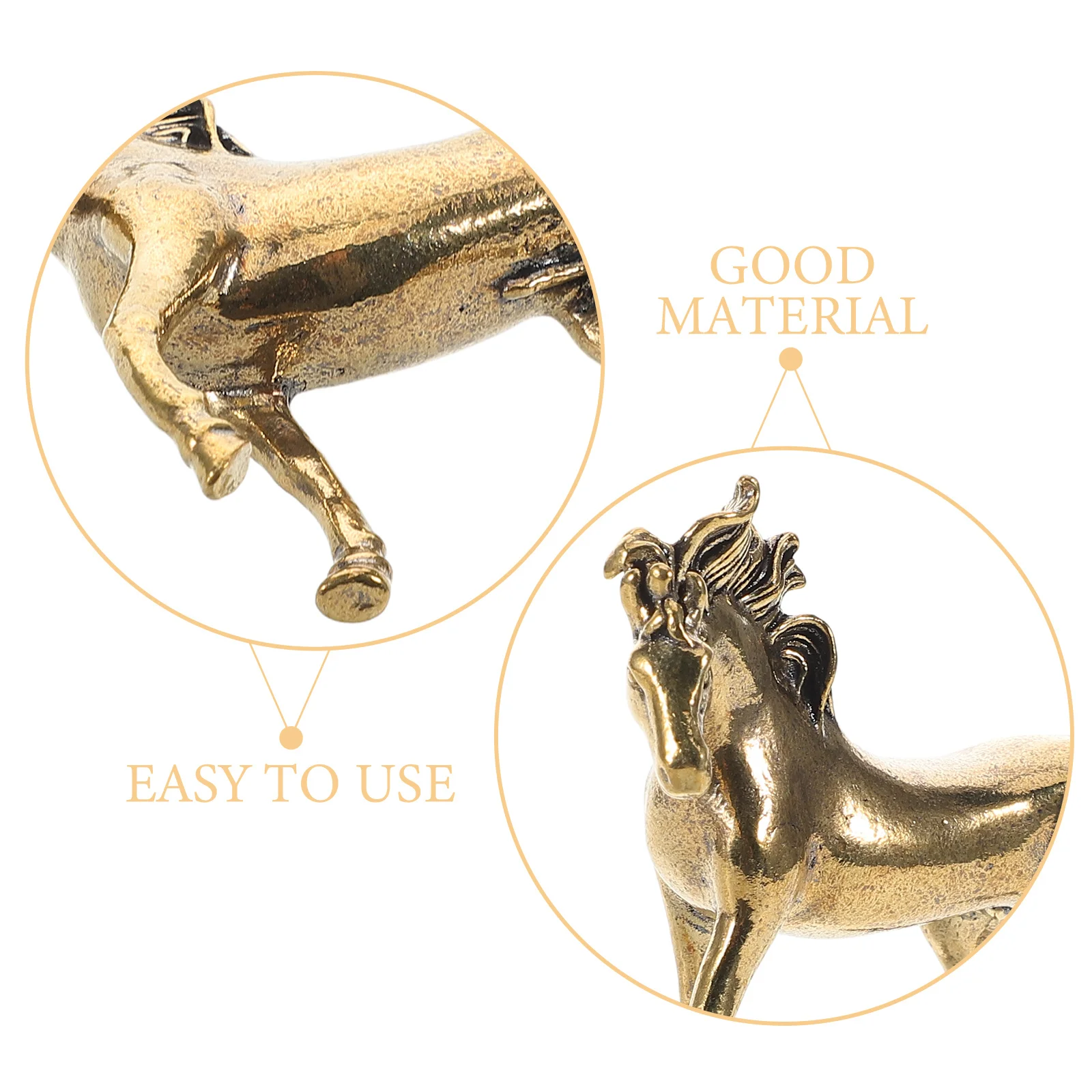 2 قطعة تمثال حصان نحاسي براعة دقيقة زينة سطح المكتب هدية الأعمال فنغ شوي حلية معدنية الحصان ديكور ديكور المنزل #3