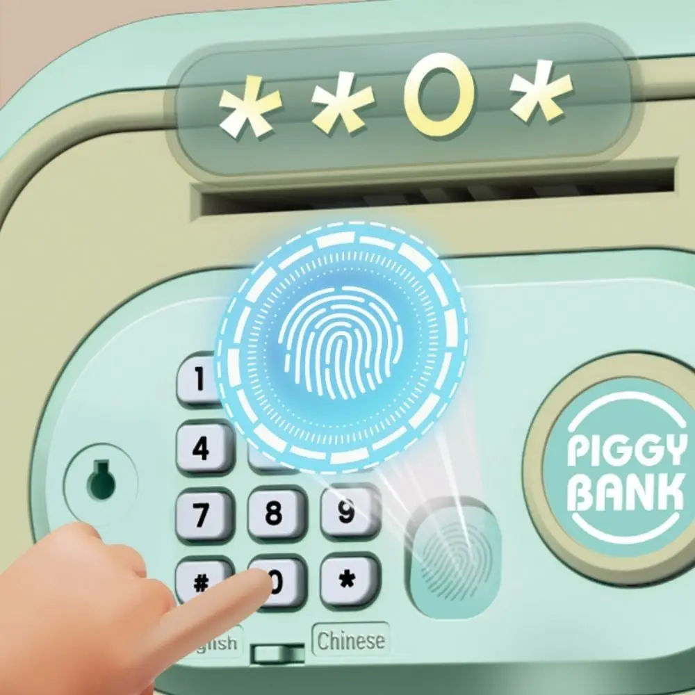 Skarbonka z muzyką, depozytowa, z czytnikiem linii papilarnych, hasłem, plastikowa, duża pojemność, automat bankomatowy, prezent, skarbonka dla dzieci.