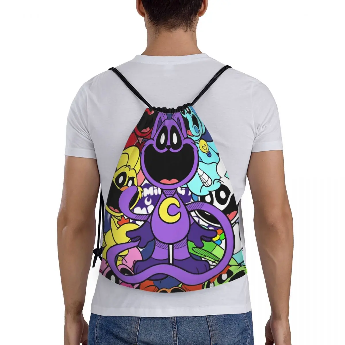 Smiling Critters Cartoon Anime zaino con coulisse palestra sport Sackpack String Bags per il ciclismo