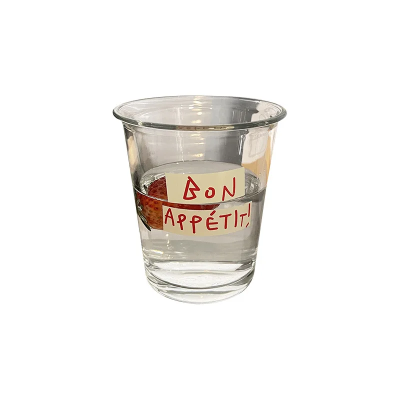 Glass wholesale fruit juice cups household cartoon simple breakfast cups.