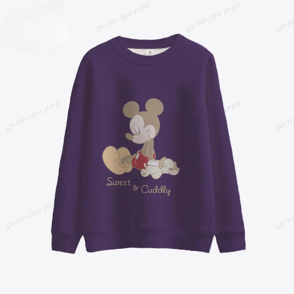 Disney Mickey and Minne Cartoon Anime periphery Women's round neck pullover Autumn and Winter Couple's clothing pullover