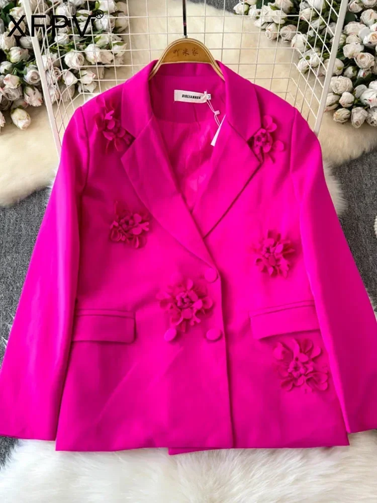 3D Floral Outerwears Long Sleeve Ropa Mujer Spring Jacket Women Loose Suit Collar Abrigos Invierno Fashion Casual Jackets