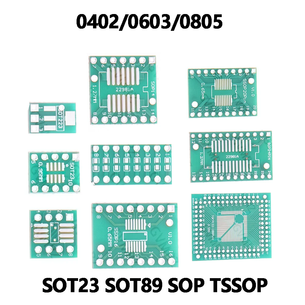 50PCS/20PCS/100PCS SOT23 SOT89 PCB IC Adapter Board SMD to DIP Converter for 0805 0603 0402 SOT223 SOP TSSOP Series TSSOP8 sot89