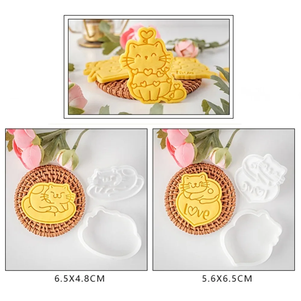 Picture 4: Valentine's Day Cookie Cutters Cute Cat Cookie Mold 3D Cake Fondant Cutting Mold DIY Kitchen Baking Tools