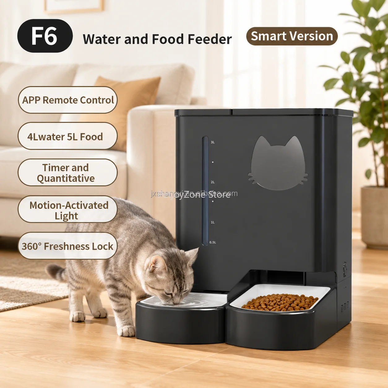 Comedero Inteligente para Mascotas con Cámara WiFi, Comedero Automático Tuya para Perros y Gatos