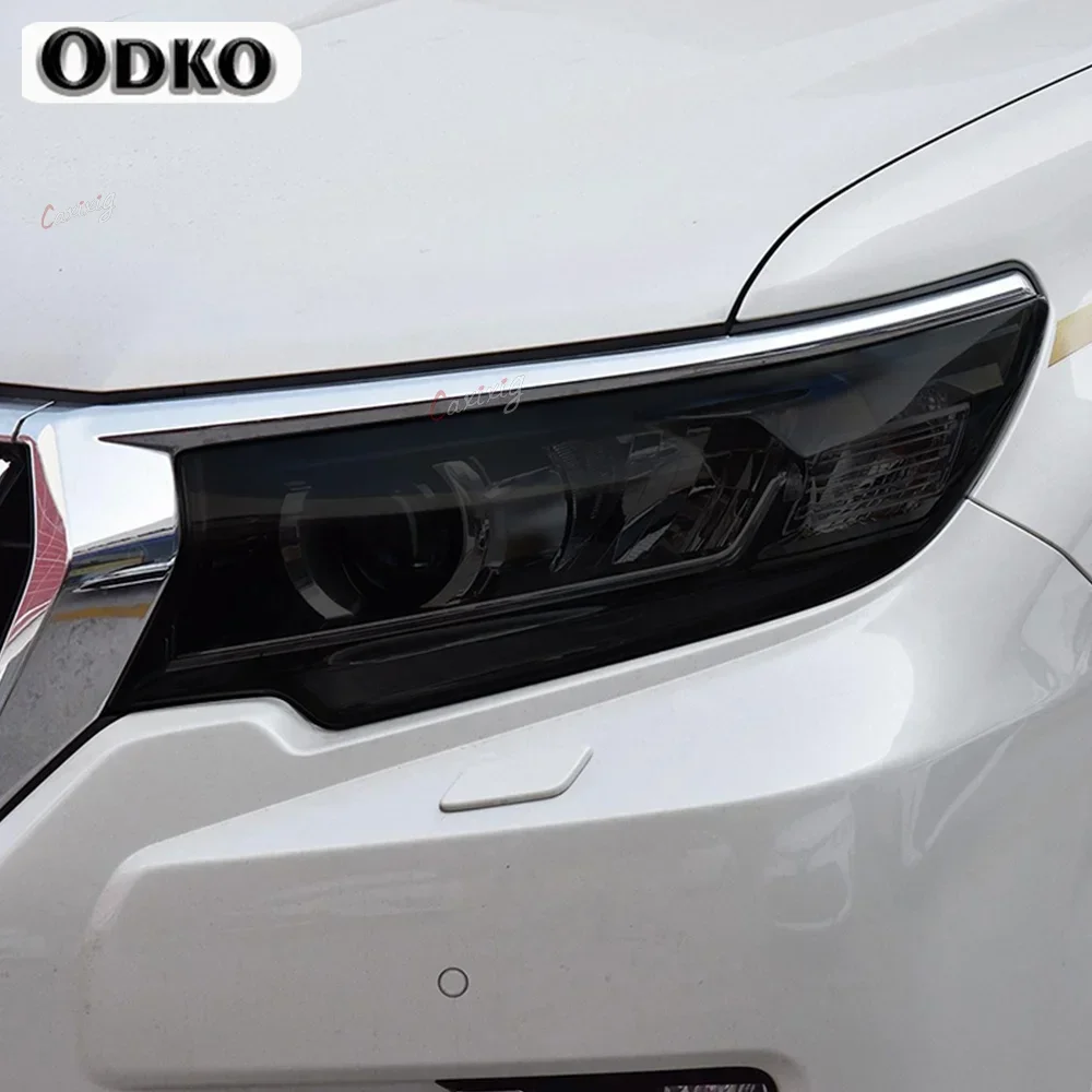 2 Pcs Car Headlight Protective Film Headlamp Transparent Black TPU Sticker For Toyota Land Cruiser Prado 2017-Present Accessorie