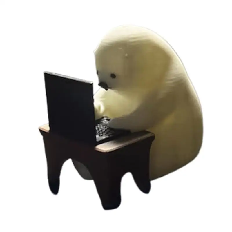 تمثال الدب العامل مصغر المبرمج الحيوان تمثال لطيف الدب الصغير رمز الكتابة الحلي المنزل مكان العمل مكتب الديكور