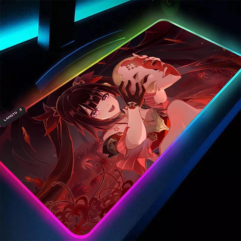 Alfombrilla de ratón para juegos, alfombrilla LED para ratón de ordenador Honkai Star Rail Sparkle, alfombrilla de escritorio RGB para PC, alfombrilla para teclado de Anime, accesorios para jugadores, alfombrilla de mesa