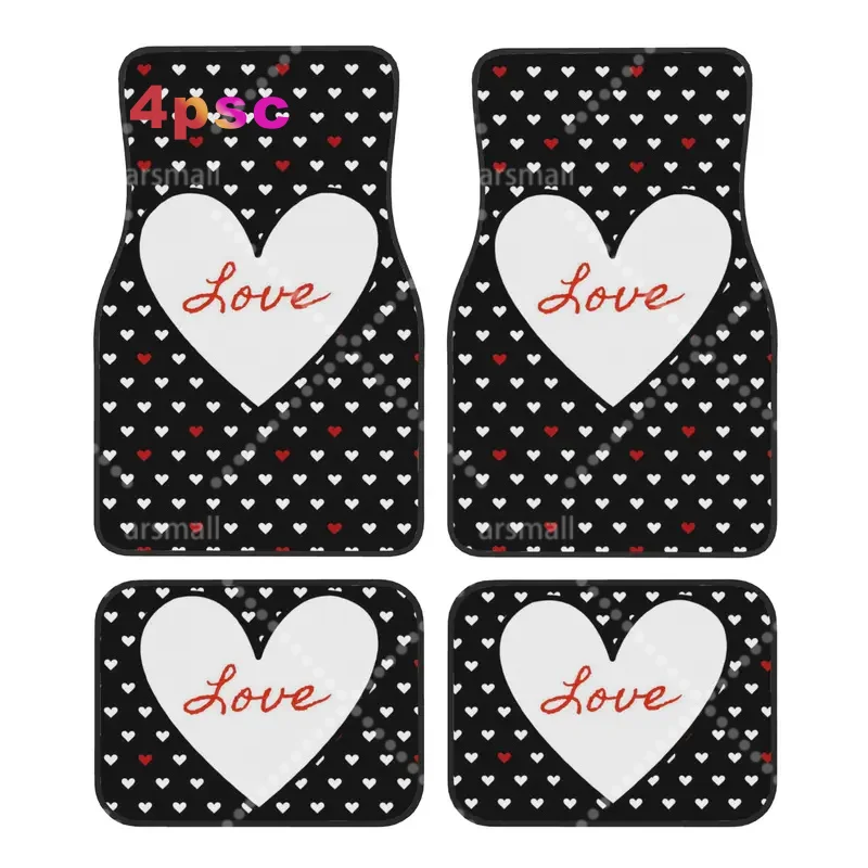 4pcs, Car Floor Mats Have An Exquisite Appearance With Pink And Purple Love Heart Valentine'S Day Iconic Car Floor Mat Theme, Pe