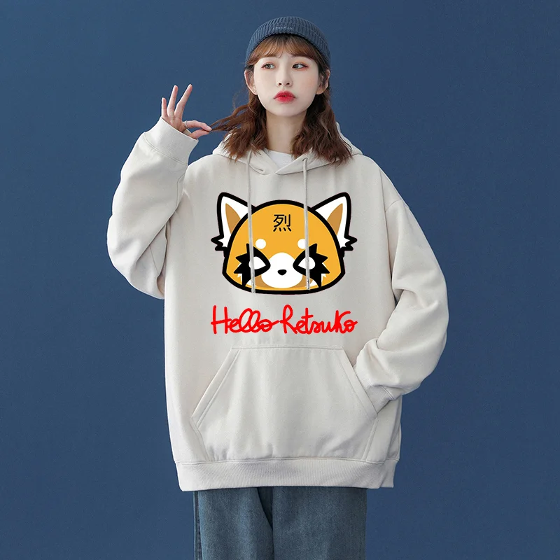 Sanrio Aggretsuko Men\'s and Women\'s Hoodie Casual Street Clothing Long sleeved Sweatshirt Boys and Girls Autumn Top Coat