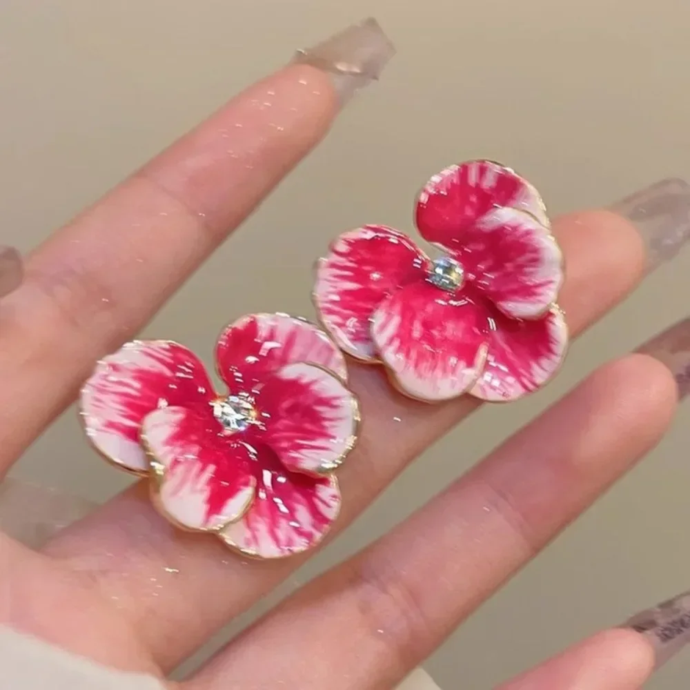 Pendientes románticos con forma de gota de aceite para mujer, aretes de tuerca con forma de flor, a la moda, joyería Premium para chicas dulces y elegantes, regalos de fiesta de cumpleaños, novedad de 2024