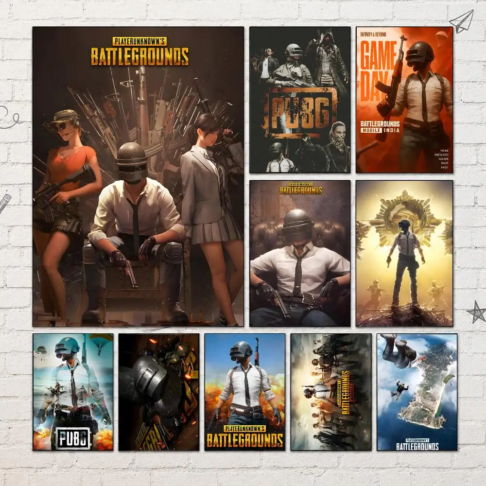 Game P-PUBG Battlegrounds Poster PP Self-Adhesive Waterproof Wall Decor for Bedroom,Living Room,Dorm,Bar Aesthetic Decor Gift
