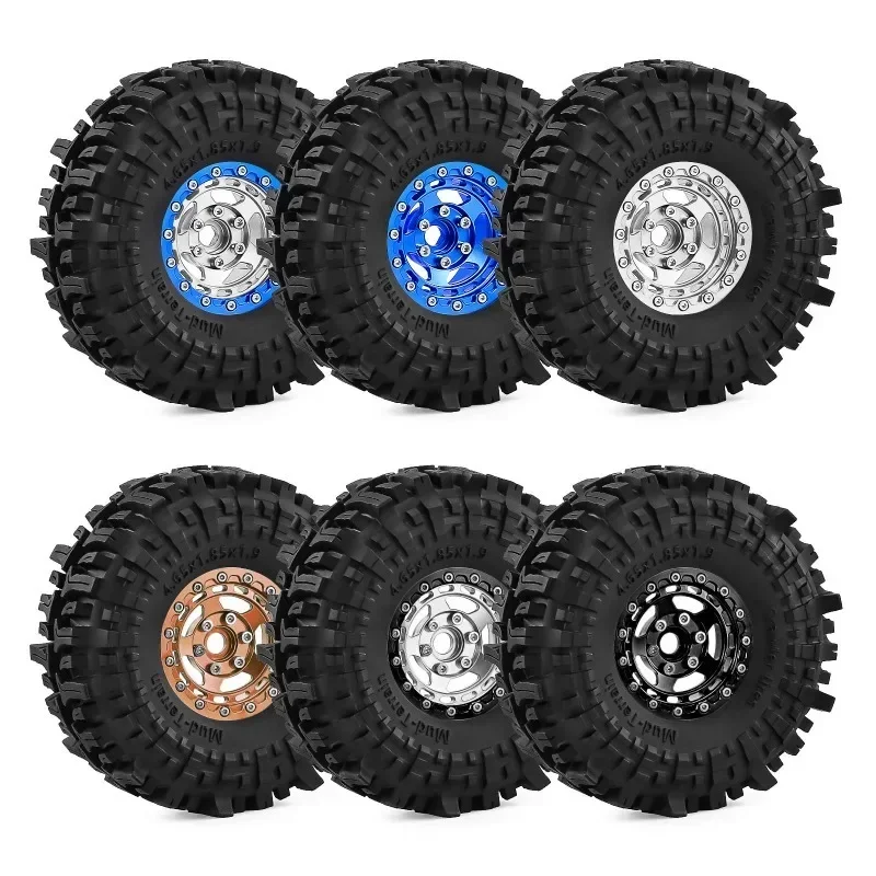 1/10 RC Crawler 1.9 Beadlock Wheels Tires Height Soft for Trxs Axial TRX4 SCX10 II III Redcat Gen 8 Rocks Mud