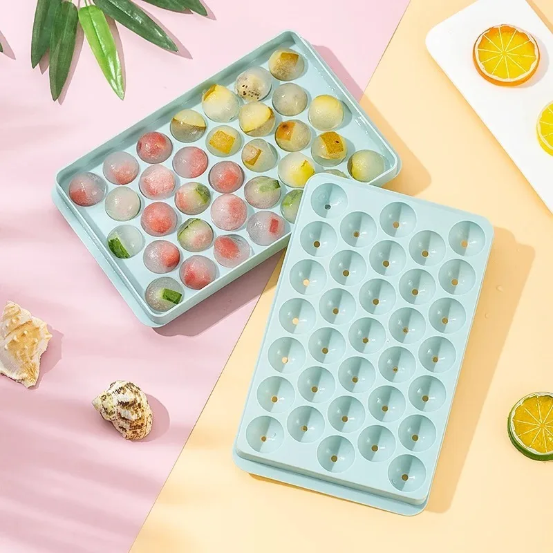 

NEW 33 Mini Ice Ball Cube Tray Plastic Whiskey Cocktail Round With Lid Icetrays for Freezer BPA Free Kitchen Tool