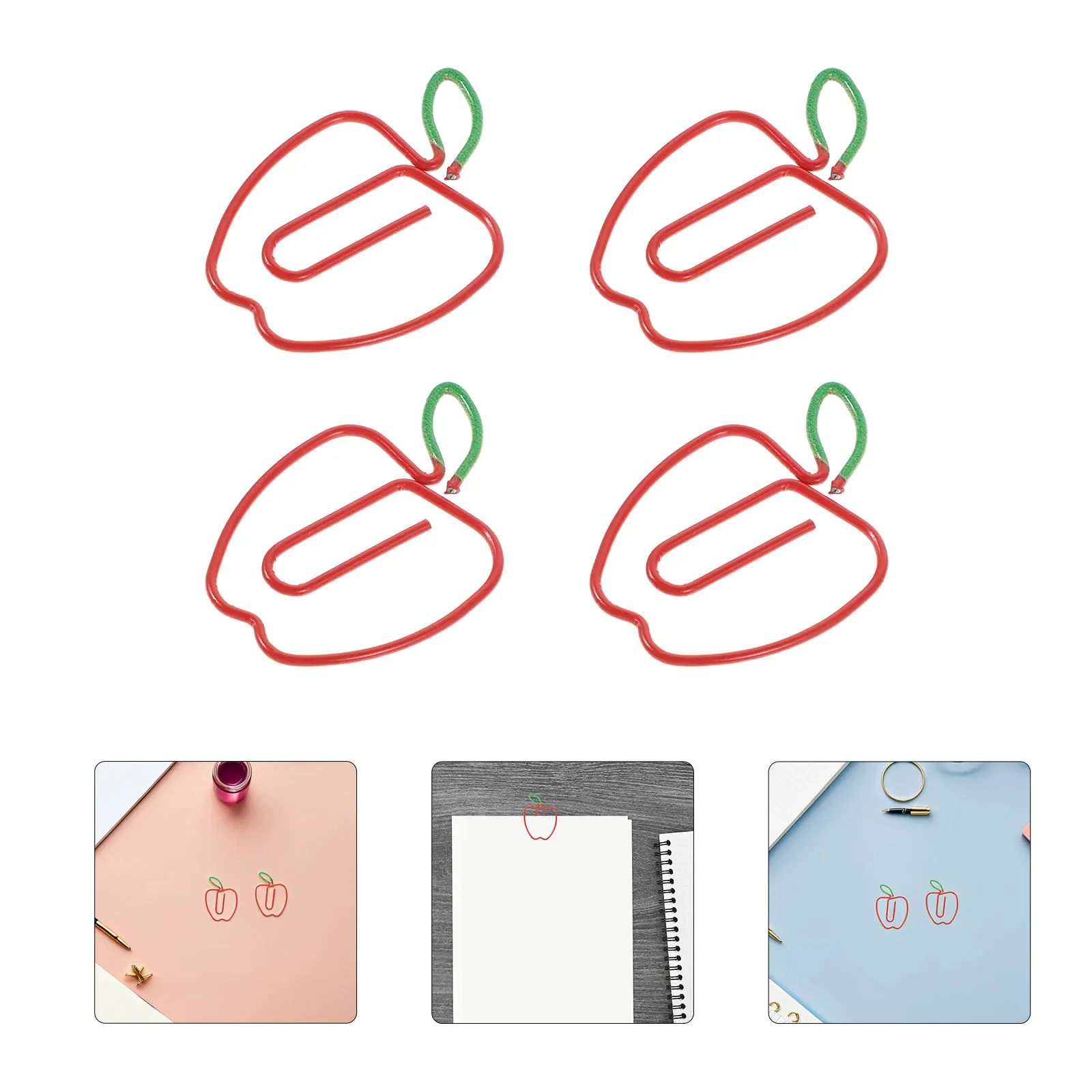 

100pcs Creative Apple-Shaped Metal Paper Cute Office Supplies For Journals Notes Bookmarks Efficient File Management Small