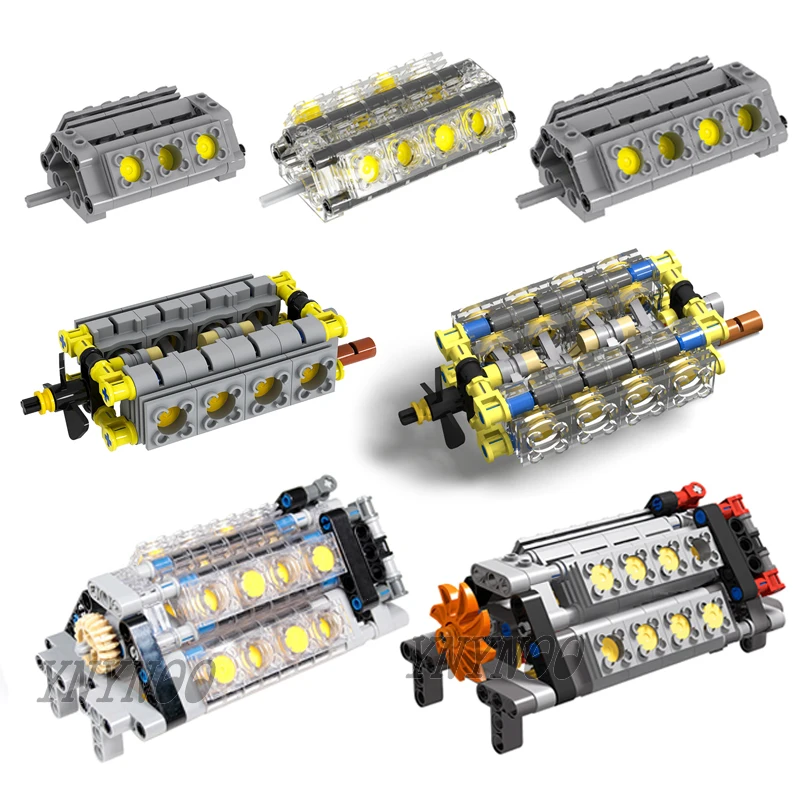 MOC V16-Engine Technical Building Block Toys Engine Cylinder V16 W12 V8 mechanical Set Bulk DIY Toy Fit For High-Tech MOC Brick