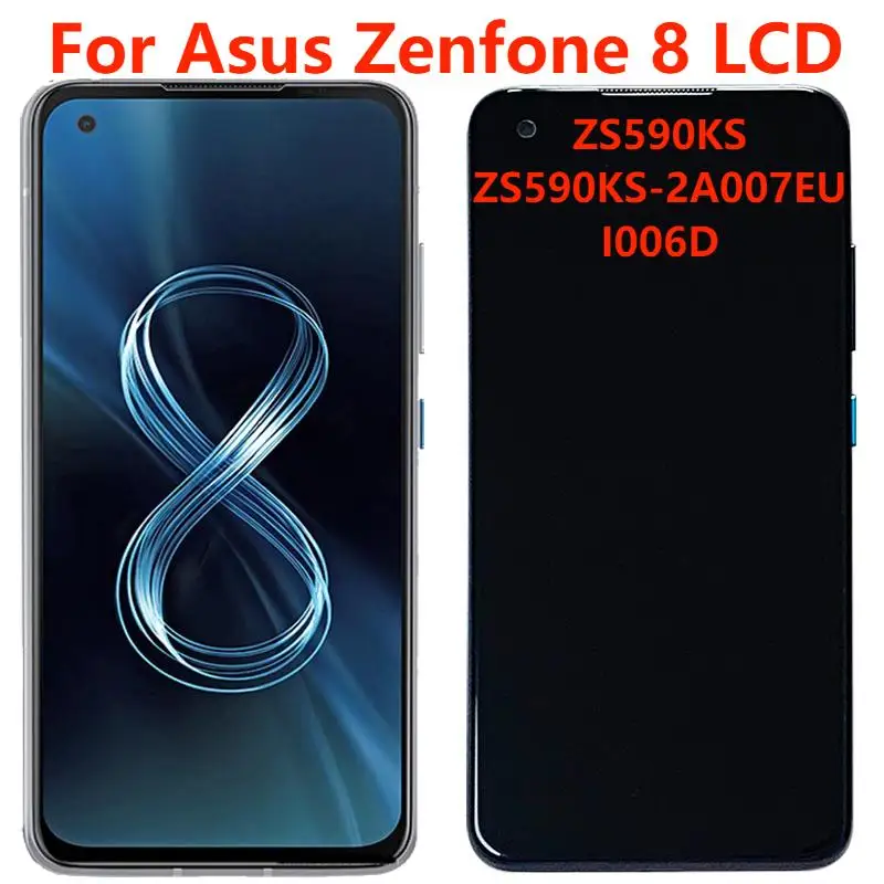 

Оригинальный ЖК-дисплей 5,9 дюйма для Asus Zenfone 8 ZS590KS ZS590KS-2A007EU I006D с рамкой, сенсорный экран, дигитайзер в сборе, замена