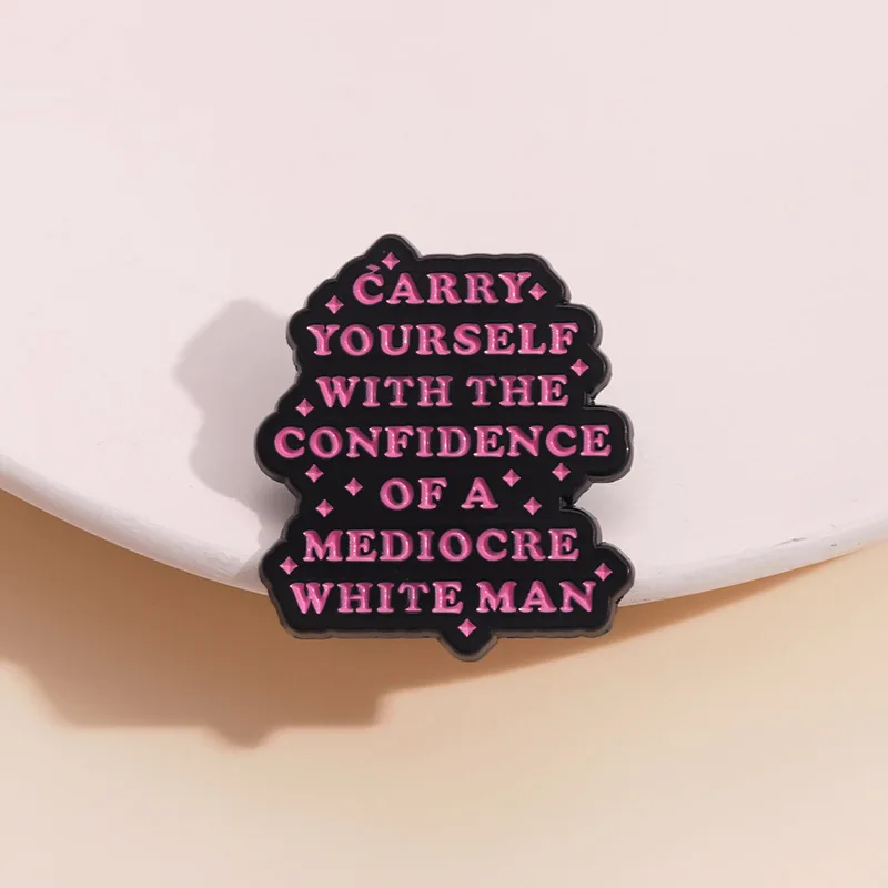 Pink English Letters Enamel Pins Cartoon Heart Geometry Feminist Custom Brooches Badge Fashion Jewelry Gifts For Girls Women view 2