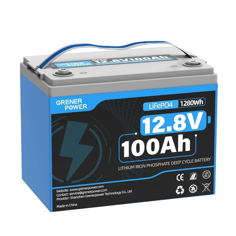 12V 100Ah LiFePO4 Battery, 15000 Cycles, Grade A+ Cells & 100A BMS, RV Trolling Motor Home Storage Off-Grid Boat, Custom
