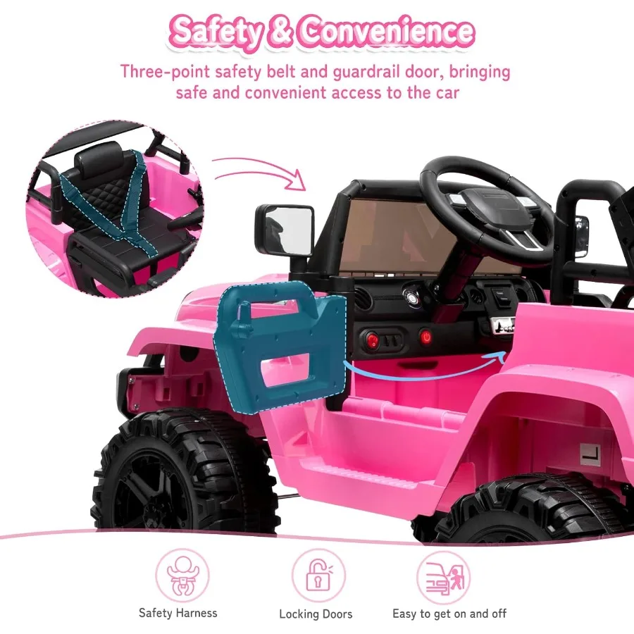 ركوب على شاحنة مع جهاز تحكم عن بعد 4 عجلات سيارة تعمل بالبطارية 12 فولت مع مصباح أمامي LED/زر قرن/مشغل MP3/منفذ USB/للأمام #4