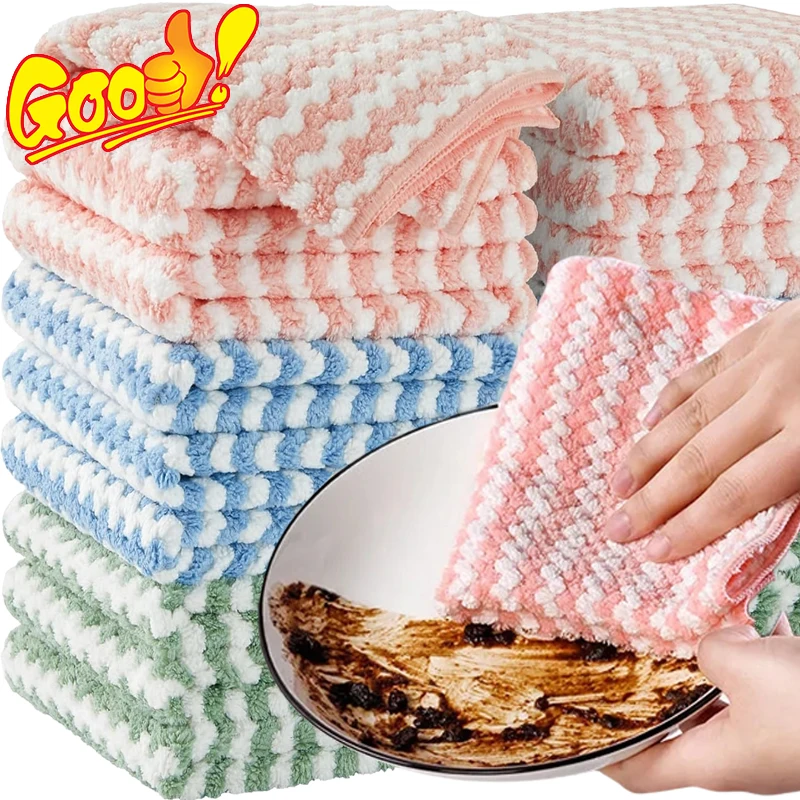 20/1x Super Absorbent Coral Fleece Dishcloths Kitchen Washing Dish Rags Cleaning Cloths Scouring Pads Glass Windows Wipes Towels