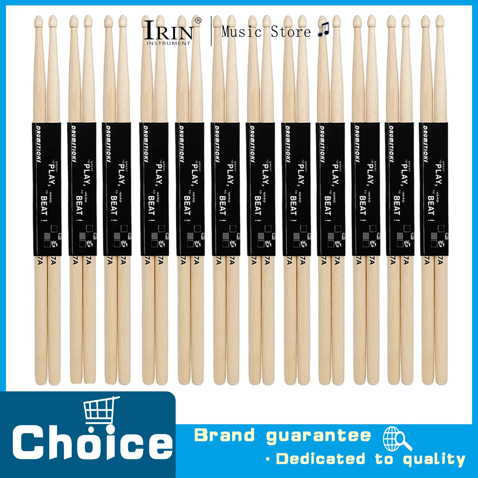

Drumstick Wooden 12 Pairs Drumsticks Kit Professional Practice Playing Durable Burr-free Percussion Instruments Accessories