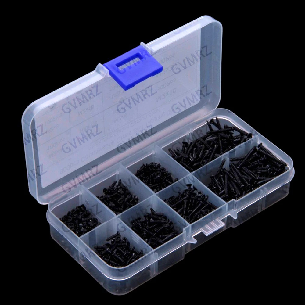 8Values M2x10 M2x12 800PCS ​​Black Carbon Steel Phillips Countersunk Self-Tapping Screws M2x4 M2x5 M2x6 M2x8  M2x12 M2x16 M2x20