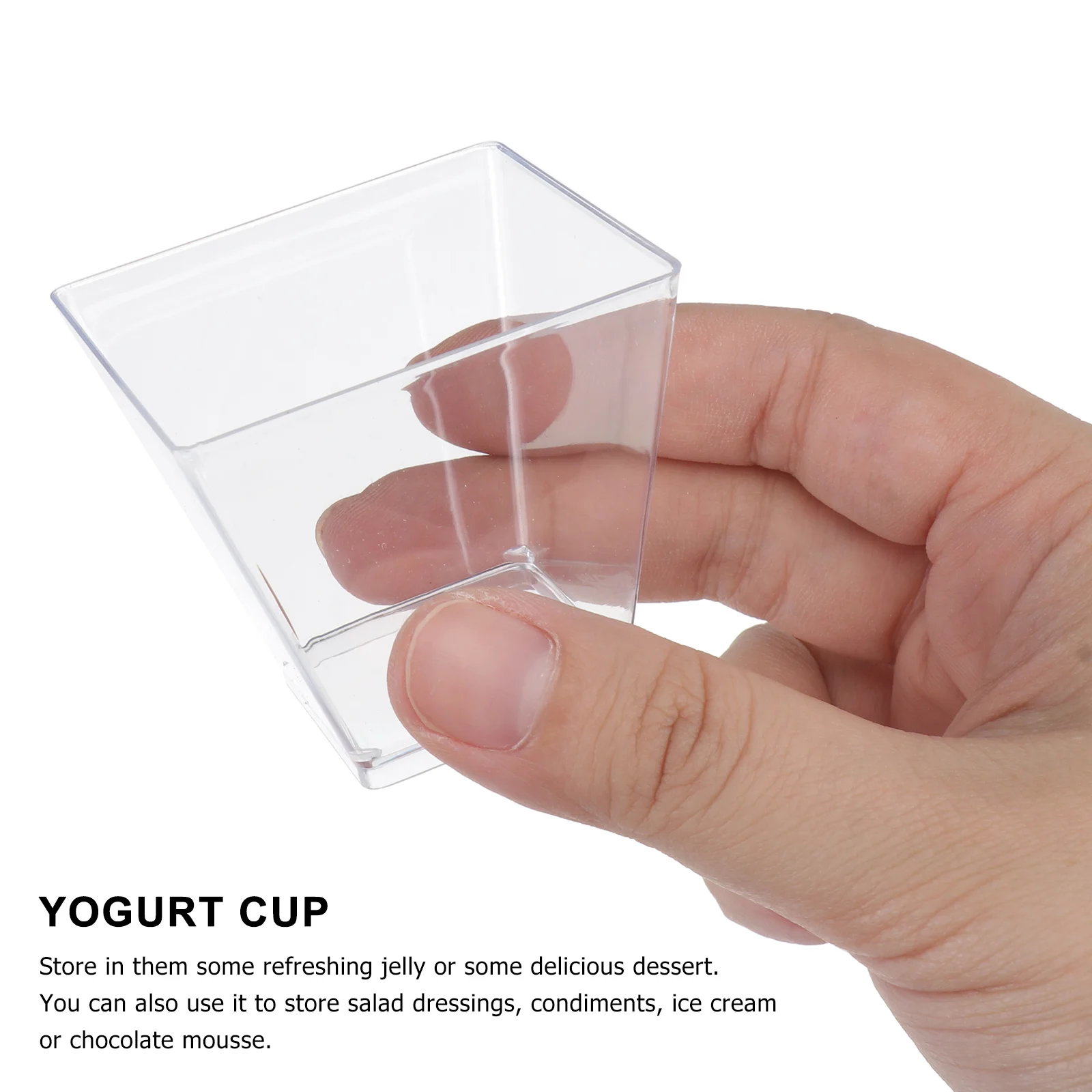 100PCS 60ML Transparent Dessert Cups Hard Plastic Trapezoid Square Dessert Cup Food Grade Plastic Portion Cups Disposable Desser