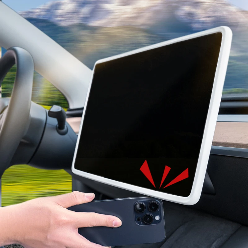 Per Tesla Model 3/Y Center Console Screen Protector Cover in Silicone anello in gomma, protezione del telaio dello specchietto retrovisore