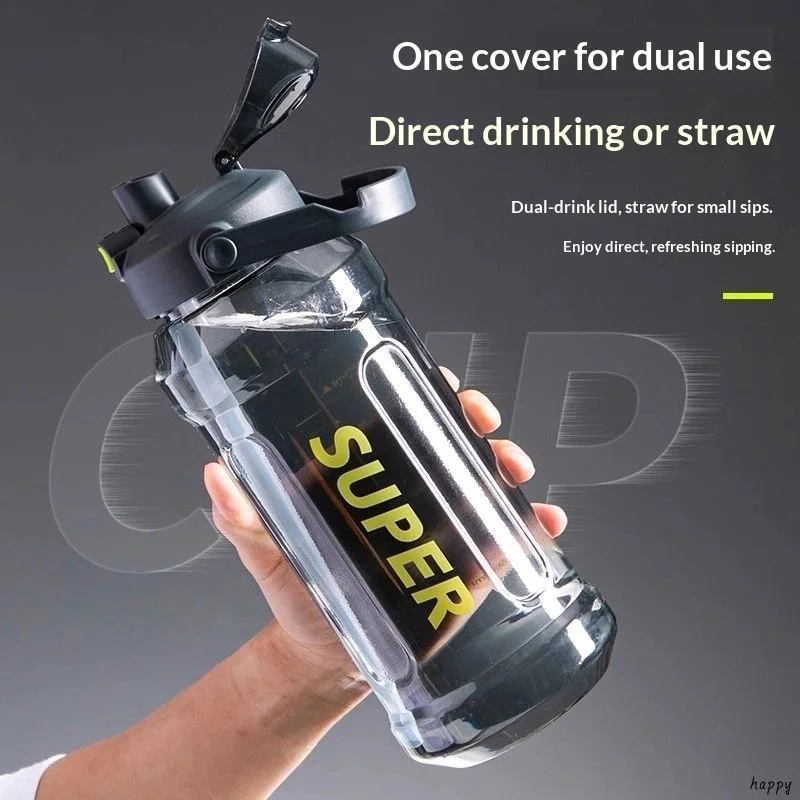 1500ML 2000ML Large capacity sports water bottle high temperature resistant plastic cup extra large size portable straw cup