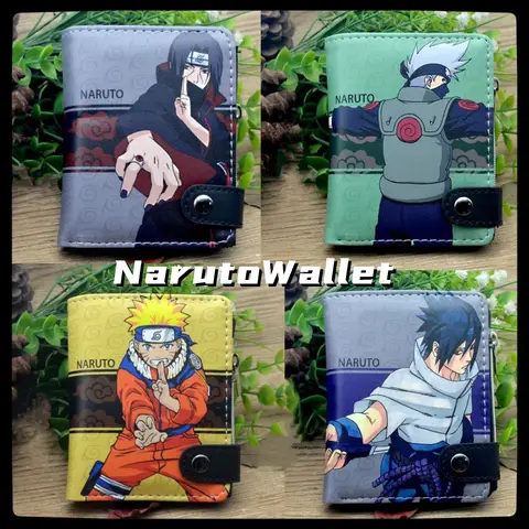 Portafoglio corto da uomo Naruto Naruto Sasuke cartone animato bidimensionale animazione studente portamonete regalo di compleanno per bambini PU
