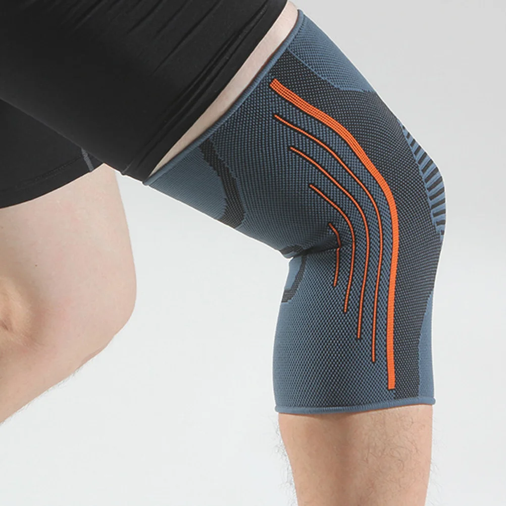 

1pc Elastic Knee Support Brace Lightweight Nylon Sleeve For Running Hiking Basketball Sports Pain Relief Size Orange