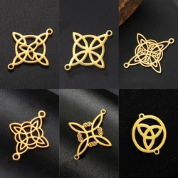 EUEAVAN 5pc Witch Knot Stainless Steel Pendant Celtics Trinity Knots Wicca Charms Connector Amulet Bracelet Jewelry Making Gifts