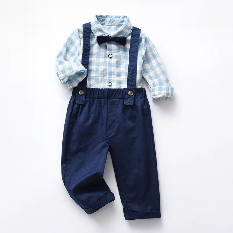 

Baby Boy Spring and Autumn Long-Sleeve Suit Infant Gentleman Shirt Dress Boy Boy Handsome Internet Celebrity Autumn Two-Piece Su