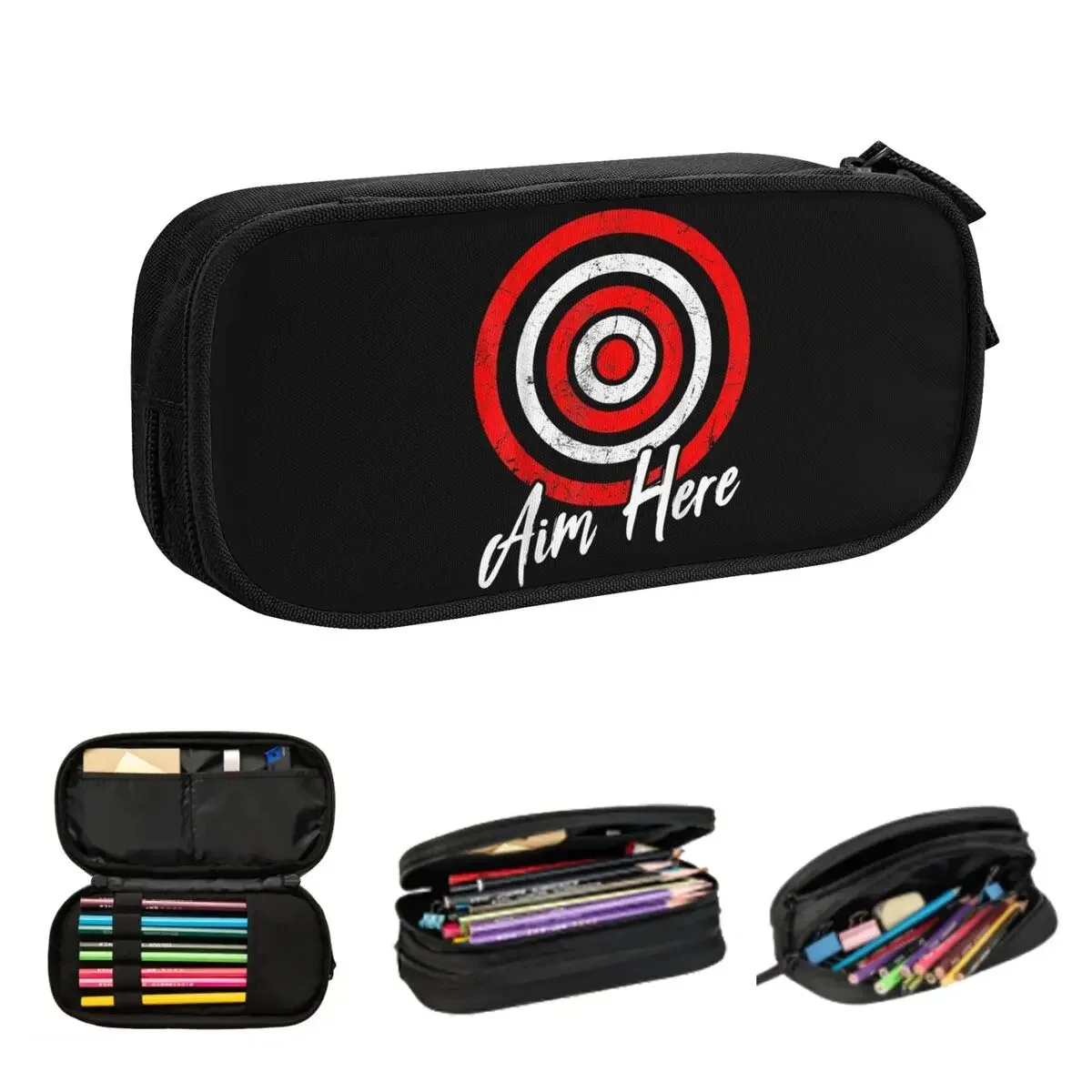 

Aim Here Darts Lover Дартс-брос Дартс Bullseye Target Пеналы Большая емкость Сумки для ручек Коробка для ручек Пенал для мальчиков и девочек