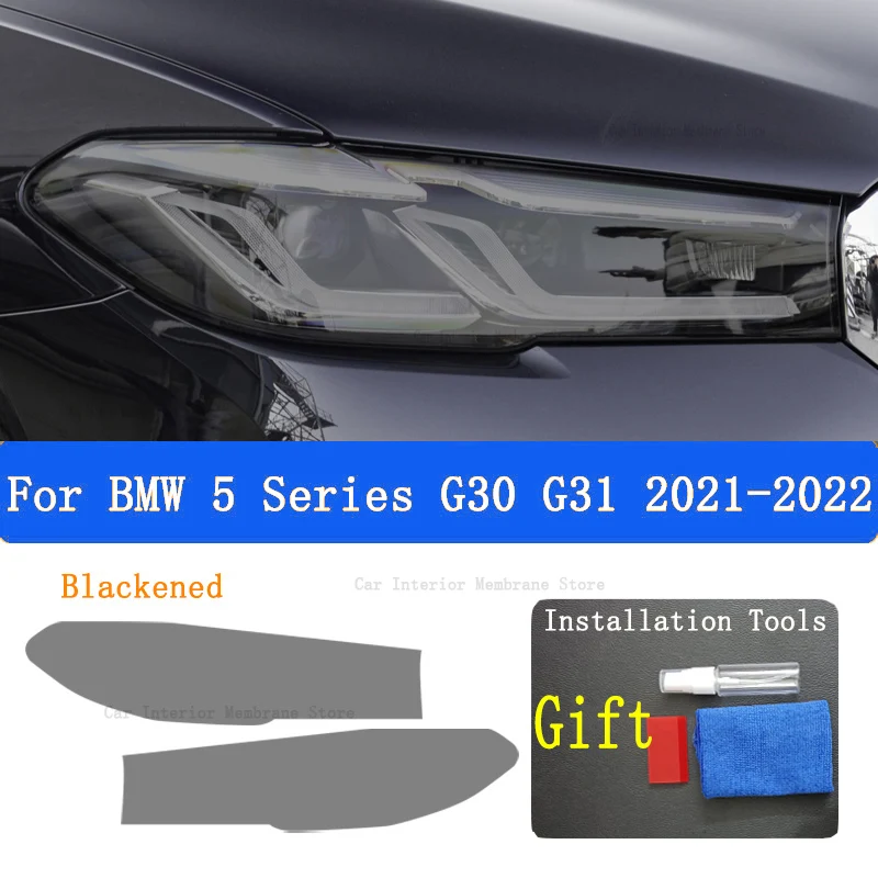 

For BMW G30 G31 Series 5 2021 2022 TPU smoked black light film modification accessories, car light protection film